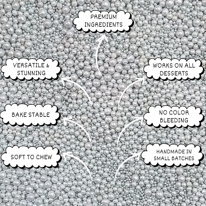 Confect Silver Metallic Sprinkles Mix – Metallic Sugar Pearls & Decorative Disco Balls for Cake, Cupcake & Cookie Decorating -Vegan, Gluten-Free, Nut-Free, Soy-Free, Dairy-Free, Palm Oil-Free – 4.2 oz