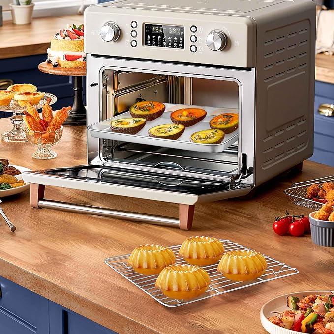 Homikit 9x7 Inches Baking Sheet with Wire Rack Set (2 Pans + 2 Racks) | Stainless Steel Mini Baking Pans with Cooling Racks, Small Metal Cookie Bacon Toaster Oven Tray for Baking, Dishwasher Safe