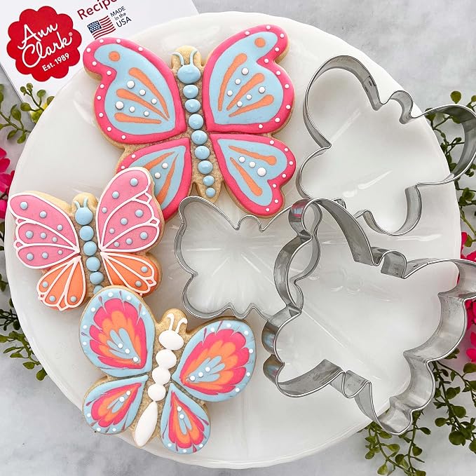 Ann Clark Cookie Cutters Butterfly Cookie Cutters 3-Pc. Set Made in USA, Small, Medium, and Large Butterflies