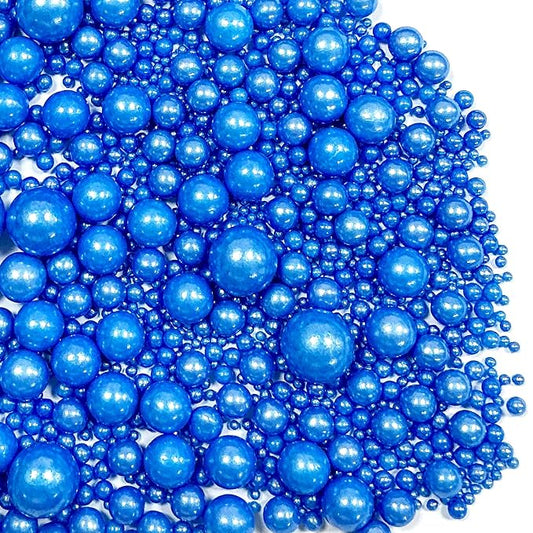 Sprinkles Edible Royal Blue Pearl Sugar Sprinkles Candy 142g/5.01oz Mix Size Royal Blue Pearls Baking Cupcake Toppers Cookie Decorations for Wedding Parties Valentines Day Halloween Christmas