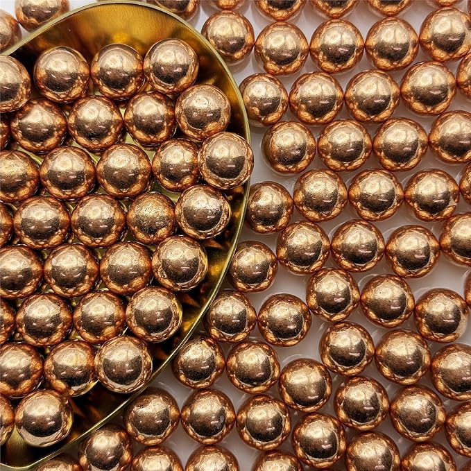 CandiJumpin 10mm Large Rose Gold Edible Pearls, Rose Gold Pearl Sprinkles for Cake Decorating Large Sugar Pearls Edible Cake Decorations Pearl Sugar Sprinkles Cupcake Toppers Baby Shower Party Birthday Wedding Christmas Supplies 3 OZ