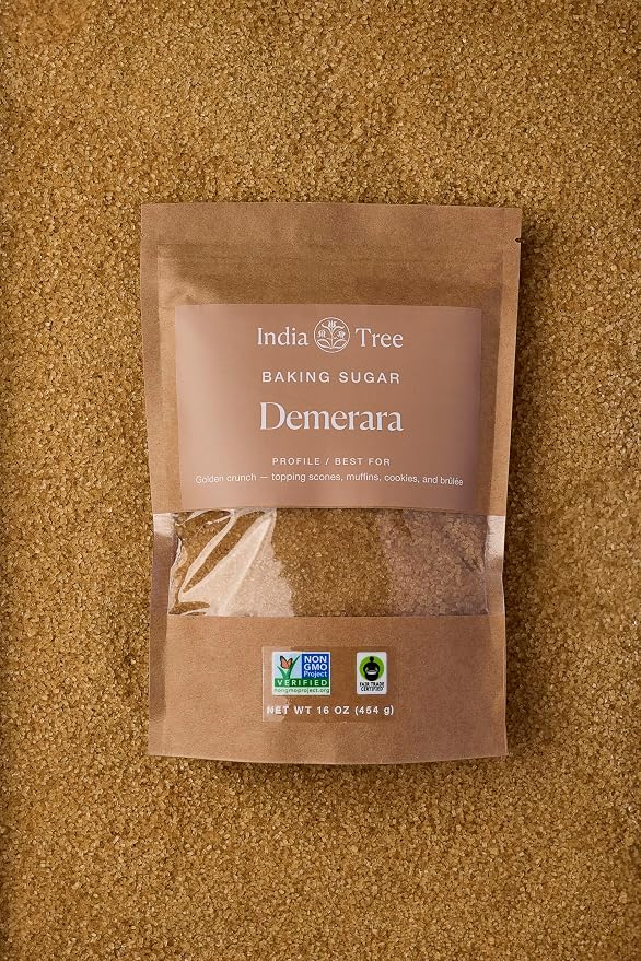 India Tree Demerara Sugar, 1 lb (Pack of 4) | Large Golden Crystals