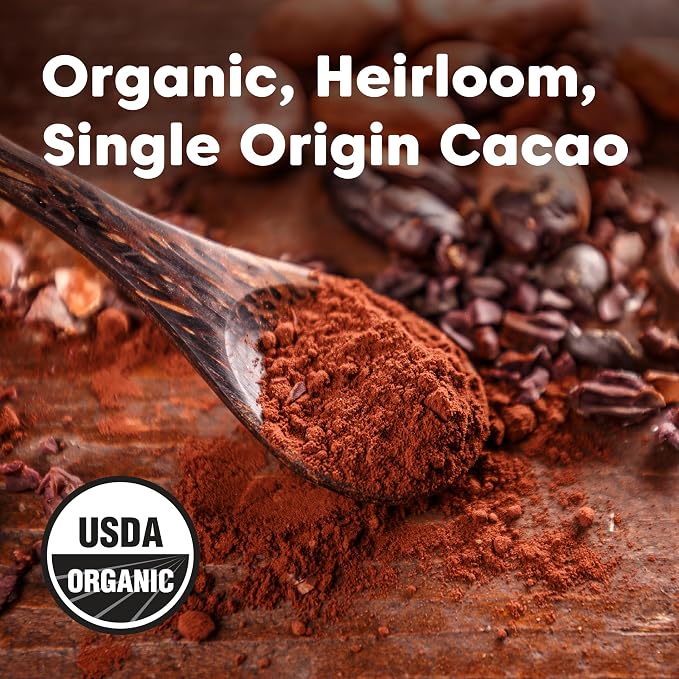 Wilderness Poets, Organic Cacao Powder. Unsweetened, 100% Peruvian Heirloom Cacao (Criollo Variety) - 4 Pound - 64 Ounce Bulk Size