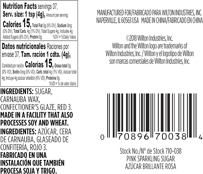 Wilton Pink Sparkling Sugar, Shimmering Sprinkles for Decorating Cakes, Cupcakes, Cookies & Desserts, Edible Pink Sugar Crystals for Baking, 5.2 oz.
