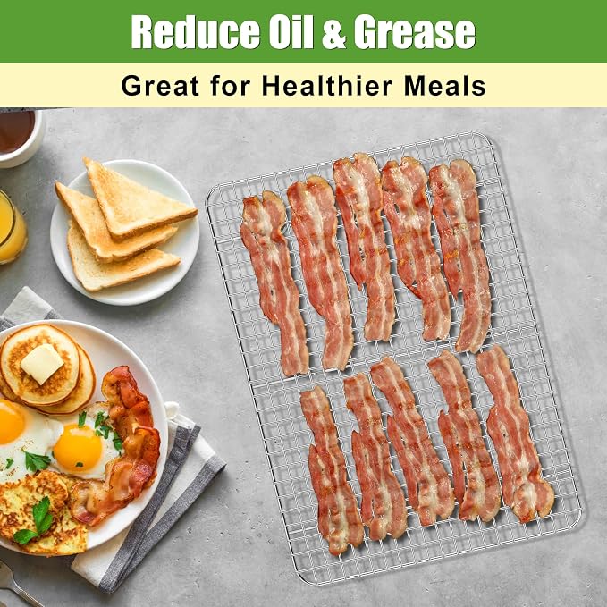 Homikit 2 Pack Cooling Racks, 15.3 x 11.3 Inch Stainless Steel Large Baking Rack Set for Roasting Grilling, Bacon Bread Pizza Cookie Oven Wire Rack Fits 16x12 Sheet Pan, Rust Free & Dishwasher Safe