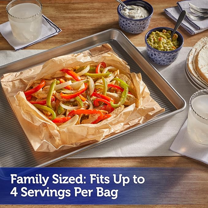 Reynolds Kitchens Parchment Cooking Bags, Family Size, Non-Stick Parchment Cooking Bags for the Oven and Microwave, Oven-Safe up to 425 Degrees, Great for Quick Family Meals, No-Mess Cleanup, 10 Pack