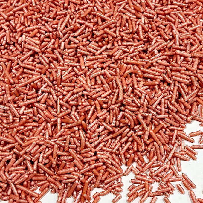 Homipooty Rose Gold Soft Jimmies Sprinkles Edible Candy Jimmies Sprinkles for Cake Decorating 78g/2.75oz Cookie Cupcake Topper Ice Cream