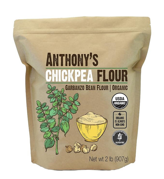 Anthony's Organic Chickpea Flour, Garbanzo Bean Flour, 2 lb, Gluten Free, Non GMO