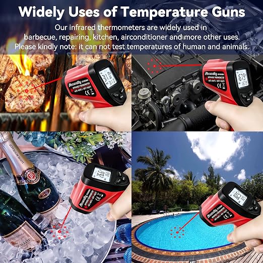 Infrared Thermometer Temperature Gun (NOT for Humans) -58℉~1022℉ (-50℃～550℃) 9-Point Laser Non-Contact Instant-Read Digital Laser Infrared Ir Thermometer with Backlight