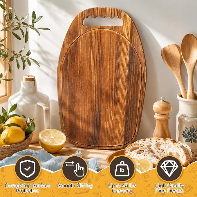 TREWAVE Mixer Slider Mat with 4 Caster Wheels, Pine Wood Sliding Tray Compatible with KitchenA 4.5-5 Qt Tilt-Head Stand Mixer, Kitchen Countertop Storage Accessories, 15.5" x 9.5"