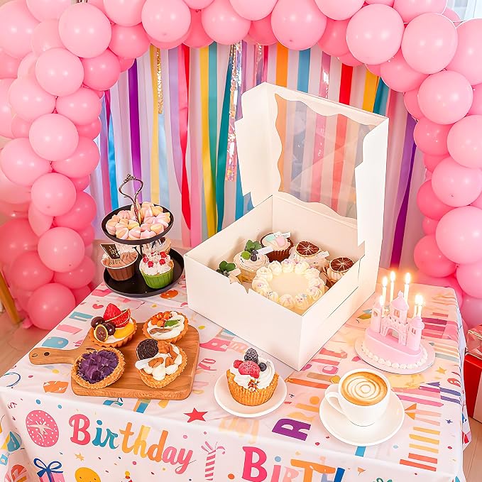 NPLUX 4 Packs 1+5 Bento Cake and Cupcake Box Bento Box with Clear Window Fit 5 Cupcakes and 1 Mini Cake for Packaging Gift Baked Goods