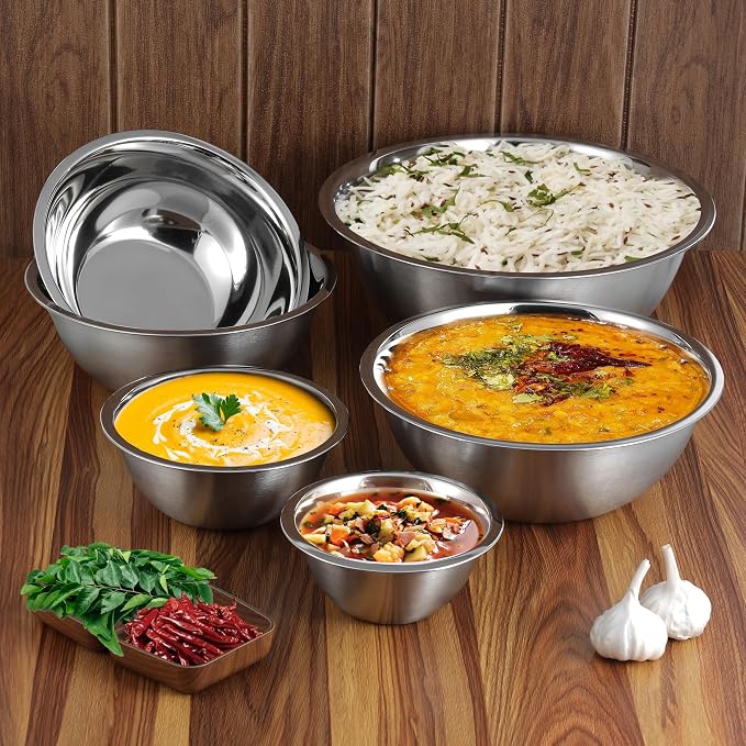 YBM HOME Stainless Steel Mixing Bowl - Premium Polished Mirror Nesting Metal Bowl for Cooking and Serving, Stackable for Convenient Storage (12, 10.25 Quart)