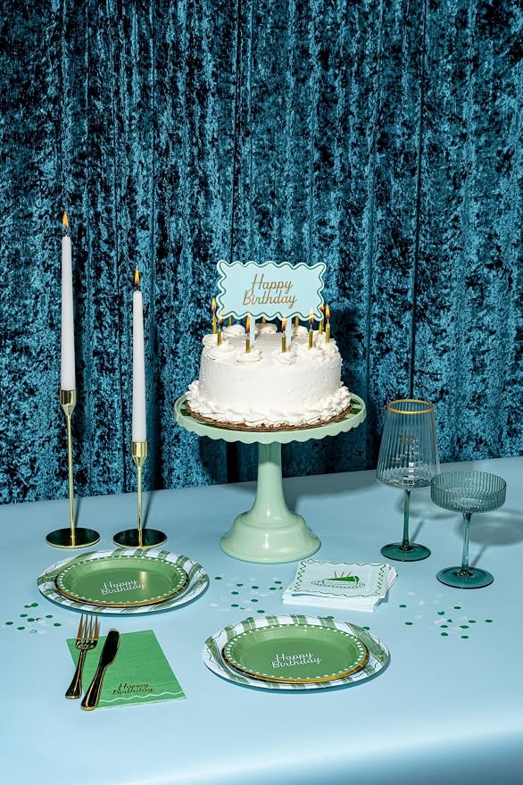 Light Green/Dark Green Stripe Cake Stand for Celebrations by Emergency Confetti – Charming Tiered Display for Desserts at Birthdays Weddings & Gatherings – For Sturdy Stylish & Thoughtful Presentation