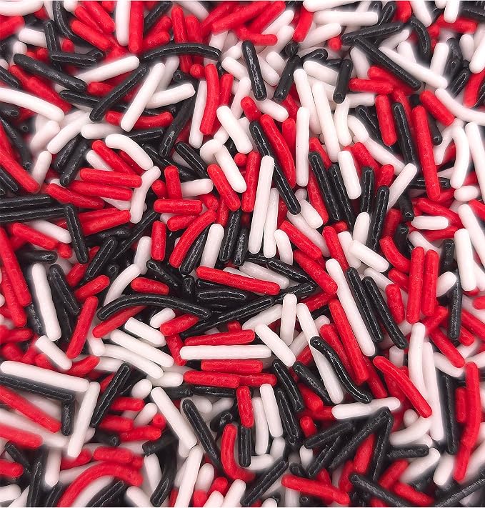 NCS Red, White & Black Jimmies Edible Sprinkles – Cupcake, Cake & Cookie Decorations, 7 oz