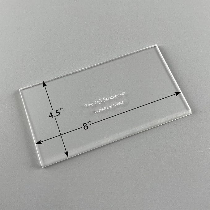 CAKESAFE 8 Inch OG Scraper-Clear Acrylic Cake, Icing, and Butter Cream Smoother with Beveled Edge