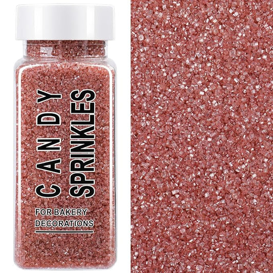 Rose Gold Sanding Sugar Sprinkles, 4.6 oz Edible Sparkling Sugar Crystals for Baking Topping, Cupcakes, Cookies, Ice Cream & Cake Decorating, Wedding Party Valentines Romantic Birthday Supplies