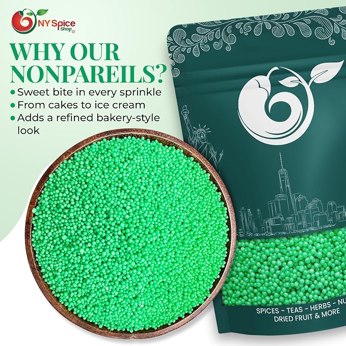 NY Spice Shop Lime Green Nonpareils - 5 Pound Colorful Candy Sprinkles - Lime Green Nonpareil Candies - Candy Sprinkles for Decorating Cupcakes, Cookies, Cakes, Chocolates and Desserts