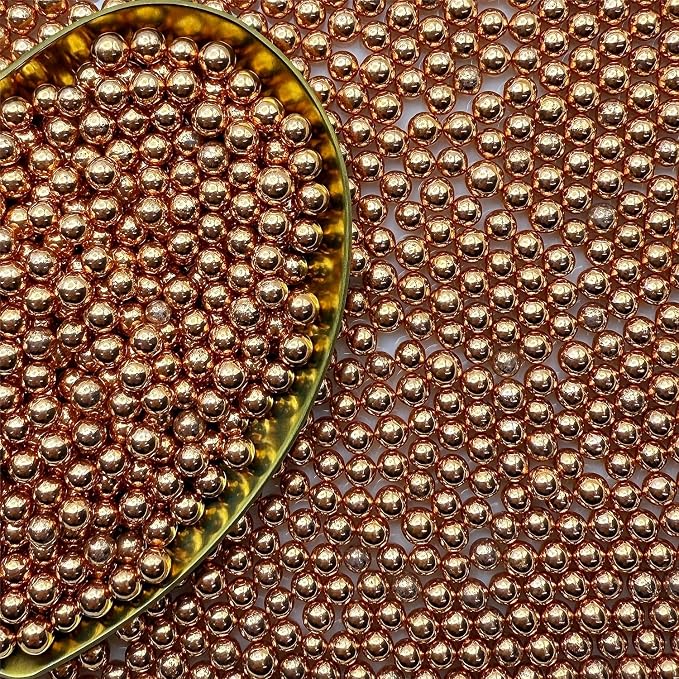 CandiJumpin 4mm Rose Gold Sugar Pearls, Small Edible Pearls Rose Gold Pearl Sprinkles for Cake Decorating Edible Cake Decorations Pearl Sugar Sprinkles Cupcake Toppers Baby Shower Party Birthday Wedding Christmas Supplies 3 OZ