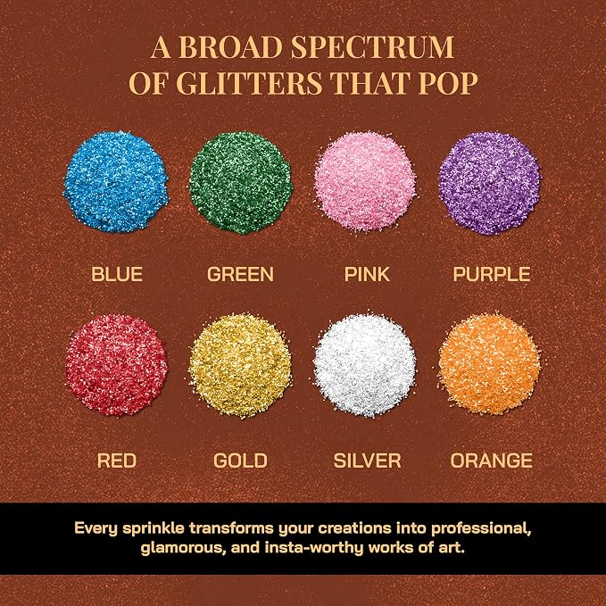 Dazzle Dust Edible Glitter Sprinkles for Cake Decorating, Drinks, Cookie, Icing, Dessert Decorations, Sparkly Luster, Food-Grade, Vegan, Gluten Free, Kosher, Bulk 10g, Orange