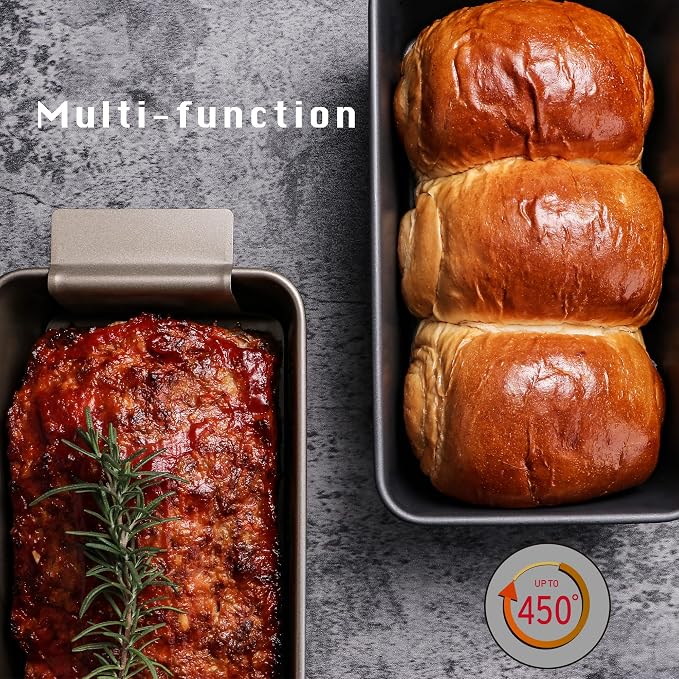HONGBAKE Meatloaf Pan with Drain Tray, 9 x 5 Loaf Pans with Insert, Nonstick Meat Loaf for Baking, Reduce the Fat and Kick Up the Flavor, Champagne Gold