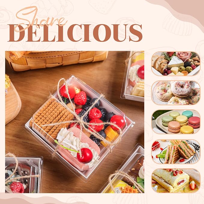 100 Pack White dessert Boxes 5.3x4.9x2.5in for Orders | Clean base works for organized cookie runs, dessert portions and weekend pickup tables.