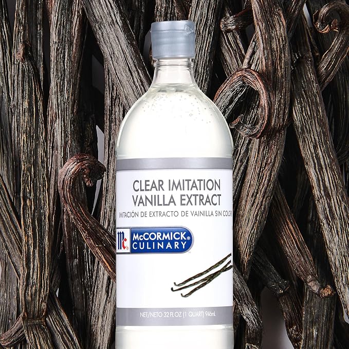McCormick Culinary Clear Imitation Vanilla Extract, 32 fl oz (Pack of 6) - Six 32 Fluid Ounce Bottles of Clear Vanilla Flavoring for Baking, Perfect in Baked Goods, Frostings, Custards and Desserts