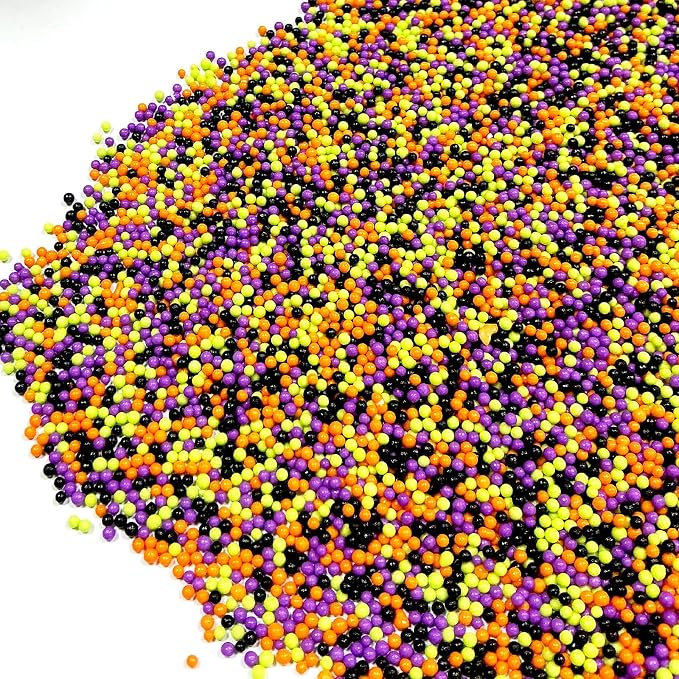 Homipooty Halloween Nonpareils Sprinkles for Cake Decorations 110g/3.88oz 2mm Mini Purple Black Orange Green Pearl Sprinkles Cupcake Topper and Cake Decorations Supplies