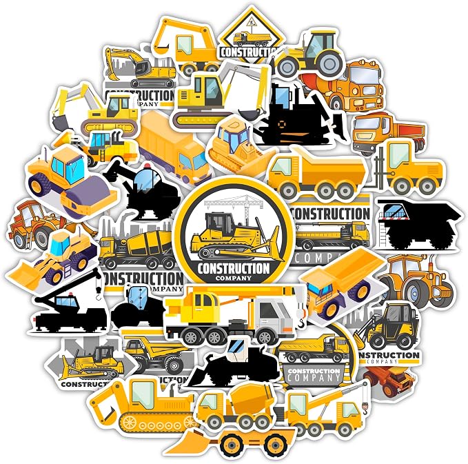 BulbaCraft 100 Pcs Construction Stickers - Construction Birthday Party Supplies, Gifts for Women & Men