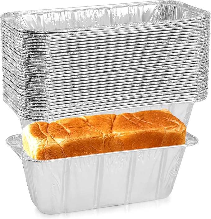 Mini Loaf Pans 1Lb 20-Pack,Aluminum Foil Heavy Duty Disposable Bread Baking Pan Bread Tins for Baking Cakes, Breads,Meatloafs Size-8"x 3.5" x 2.5" (20 Packs)