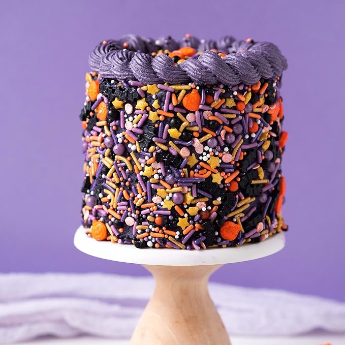 Sweets Indeed Toil & Trouble Halloween Sprinklefetti Mix – 4 oz Jar | Sprinkles with Pumpkins, Bats, Jimmies, Nonpareils, Sugar Pearls & Quins | Spooky Cookie & Cupcake Decorations