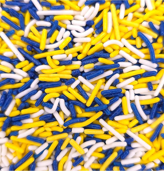 NCS Dark Blue, Yellow & White Jimmies Edible Sprinkles – Cupcake, Cake & Cookie Decorations, 7 oz