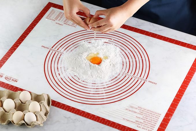 New Star Foodservice 20 x 28 Inch Non-Slip Silicone Pastry Mat, Extra Large Commercial Grade NSF Certified Baking Mat with Measurements