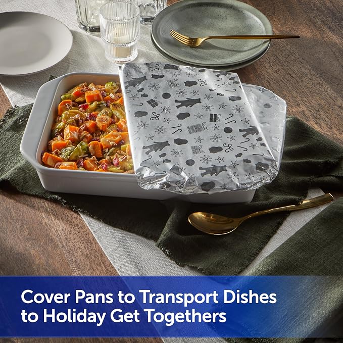 Reynolds Wrap Fun Foil, Embossed Aluminum Foil Roll, Features a Limited-Edition Holiday Pattern for Wrapping Food Gifts and Covering Holiday Dishes, 8.33 Yards X 12 Inches, 25 Sq. Ft.
