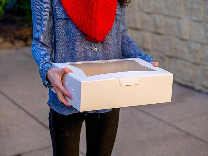 Southern Champion Tray 24053 Paperboard White Window Bakery Box, 8" Length x 8" Width x 4" Height (Case of 150)