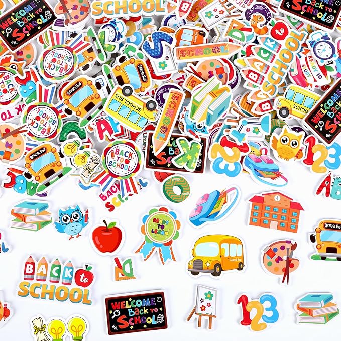 600 Pcs Back to School Foam Stickers Self Adhesive for DIY Craft | First Day of School Decals for Kids, School Projects, Classroom Handmade DIY Arts Crafts, Scrapbook, Party Favors Decorations