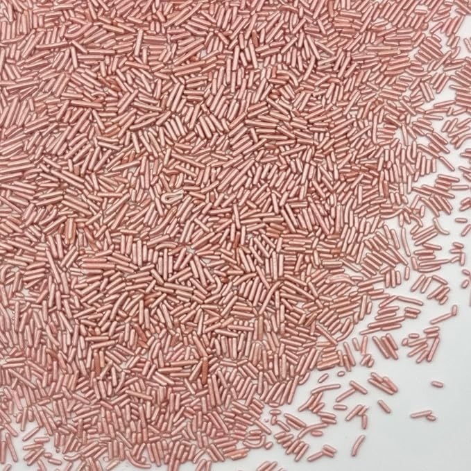 Sentovac Edible Rose Gold Jimmies Sprinkles for Cake Decorating | Cupcake and Ice Cream Toppers Cake Decorations | Soft Jimmies Sprinkles for Baking | 1 Bottle 2.75oz Cookie Decorating Celebrations Wedding Shower Party Chirstmas Supplies