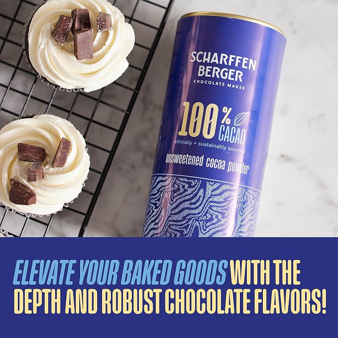 Scharffen Berger 100% Cacao Unsweetened Dark Chocolate Cocoa Powder (6 Ounce, Pack of 2) - Gluten Free, Non GMO, Natural Chocolate Powder
