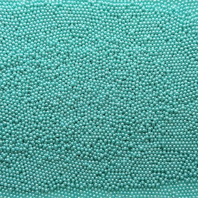 SE Si&Moos Nonpareil Sprinkles, 2mm Teal Mini Edible Pearls Teal Sprinkles for Cake Decorating Halloween Cookie Decorations Wedding Baby Shower Party Christmas Holiday Supplies 3.5 OZ