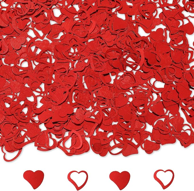 Heart Confetti, Valentines Day Red Heart Glitter Confetti Decorations, 50g Metallic Foil Sequins Sprinkles Table Decorations for Valentine's Day Wedding Home Birthday Anniversary Party Supplies