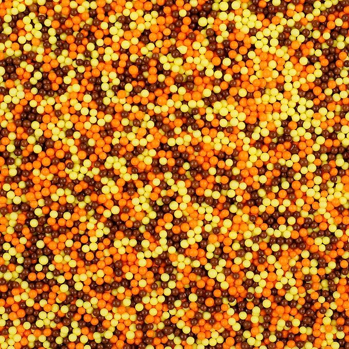 Autumn Nonpareils Sprinkles - 4.6oz Edible 2mm Dot Sprinkles | Orange Yellow & Brown Sprinkles for Cake Decorating, Cupcake, Cookie, Baking, Donuts, Ice Cream Toppings