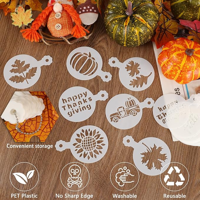 Thanksgiving Cookie Stencils 36Pcs Reusable Fall Cake Coffee Dessert Decor | 36 Reusable Decor Templates, Ideal For Cookie Cake Coffee Dessert, Fall Thanksgiving DIY Baking Painting Decoration Tools