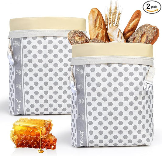 lorine Beeswax Bread Bags for Homemade Bread & Sourdough –17"×13" 2PC XL Eco-Friendly, Natural Food-Safe Storage Bag to Sourdough Bags with Sealing Zip to Keep