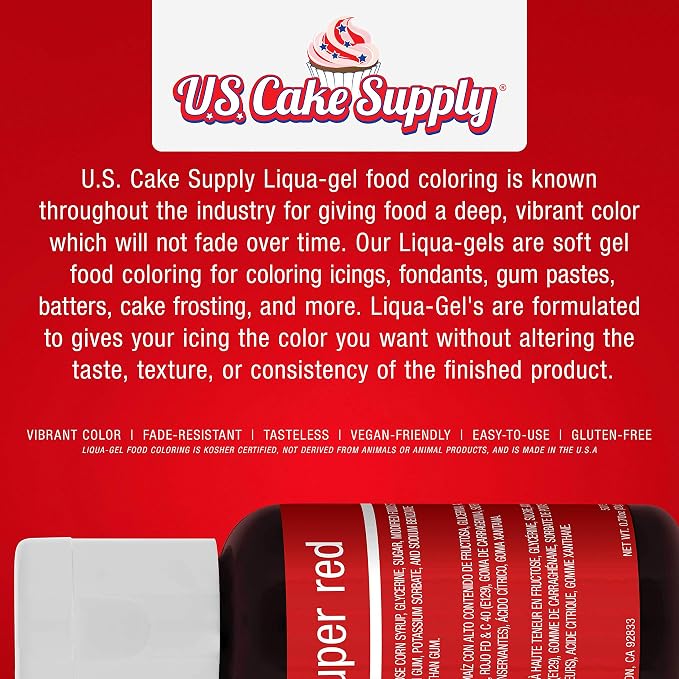 U.S. Cake Supply 36 Color Cake Food Coloring Liqua-Gel Decorating Baking Master Set of All 36 Colors - 0.75 fl. oz. (20ml) Bottles - Made in the U.S.A.