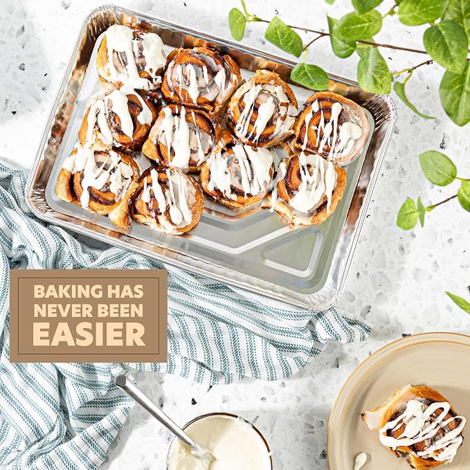 PLASTICPRO Aluminum Pans 5 Pack Disposable Cookie Sheets 9'' x 13'' Baking Pans Premium Quality Heavy Duty Cookie Sheet Pans