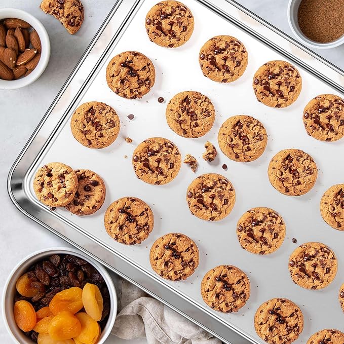 Homikit 6 Pack Baking Sheet Set, 18x13 Inches Stainless Steel Large Cookie Pans for Oven, Heavy Duty Metal Half Sheet Baking Tray for Roasting Cooking, Nonstick & Rust Free, Dishwasher Safe