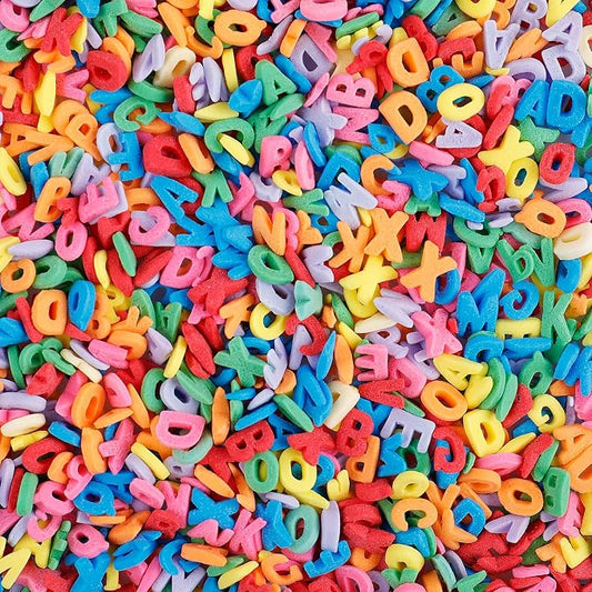 Rainbow Letters Sprinkles, Edible Letters for Cake Decorating, ABC Alphabet Sprinkles Mix for Baking Topping, Cupcakes, Cookies, Ice Cream, School Enrollment Children Birthday Party Holiday Supplies