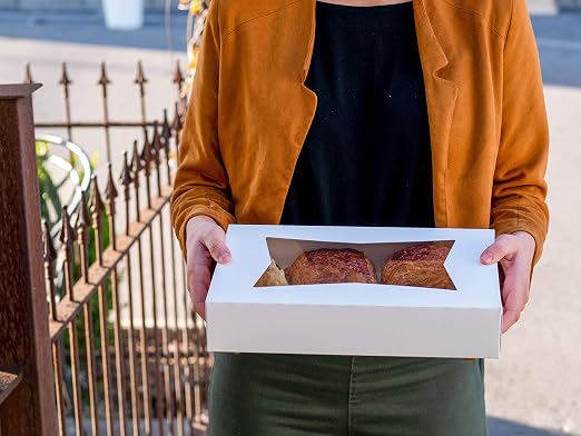SCT white window bakery boxes with tuck-in lid, 10 x 10 x 5, white, paper, 150/carton