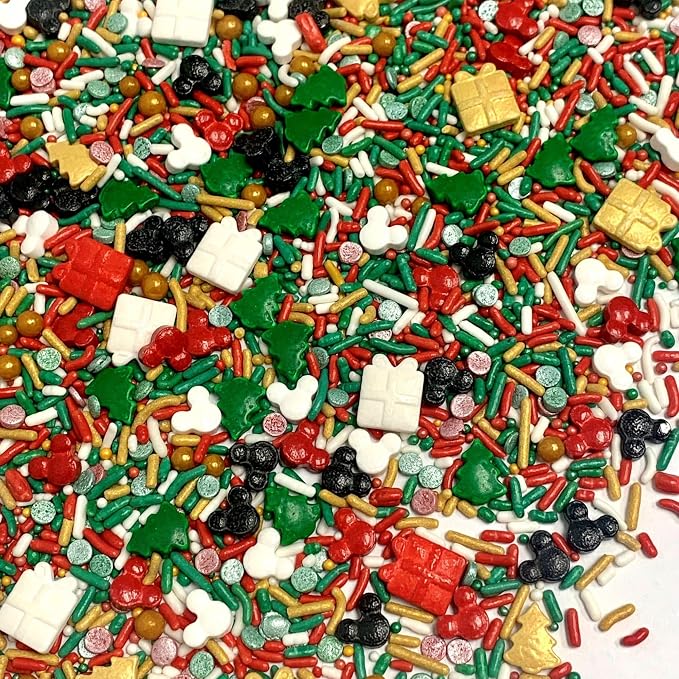 COOL MOM SPRINKLES Christmas Mouse Sprinkles (4 oz.) – Themed Sprinkles for Decorating Birthday Cakes, Cupcakes, Cookies & Desserts – Mixed in the USA/Gluten-Free (Christmas Mouse)