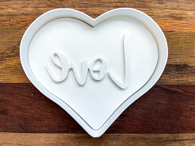 Heart Love Cookie Cutter with Stamp – 3.5" Heart Cookie Cutter with Debossed LOVE Design – Valentines Cookie Cutter & Cookie Stamp for Cookies, Fondant, Biscuit Dough, Clay – Durable Baking Tool