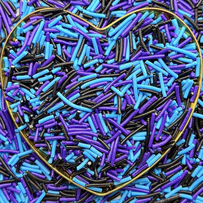 CandiJumpin Black Blue and Purple Jimmy Sprinkles, Halloween Sprinkles for Cake Decorating Edible Cake Jimmies Edible Crunchy Jimmies Ice Cream Toppings, Baby Shower Party Halloween Christmas Supplies 3 OZ